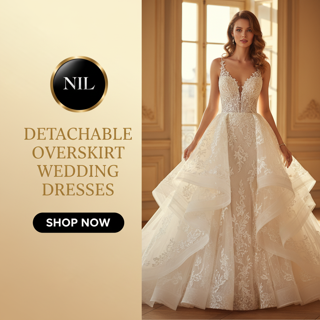 4-Detachable Overskirt Brautkleider
