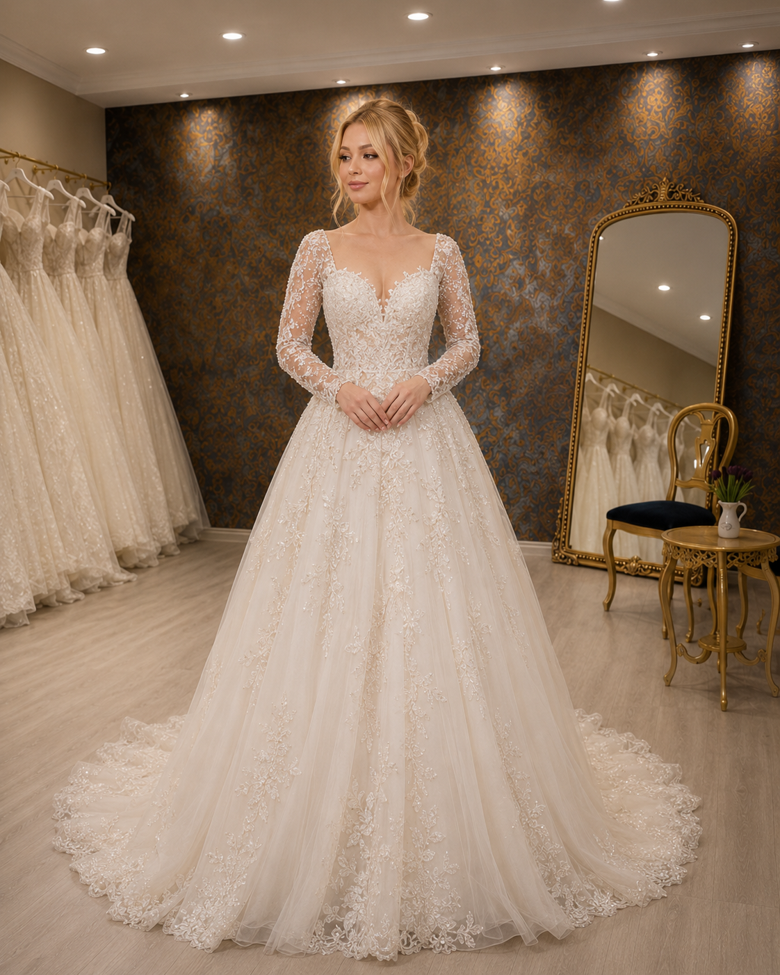 NIL-078 – Elegant Ivory Γραμμή Α σεμνό Νυφικό | Clean σιλουέτα | Refined Πολυτελές | Timeless Νυφικό