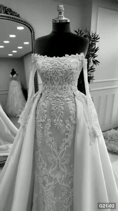 G21-002 Ivory A-Line Wedding Dress Main Clean Frame