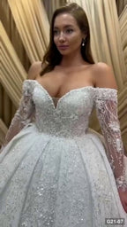 G21-007 Ivory Ball Gown Wedding Dress Main Clean Frame
