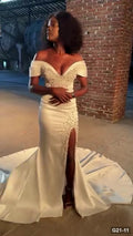 G21-011 Ivory Mermaid Wedding Dress Main Clean Frame
