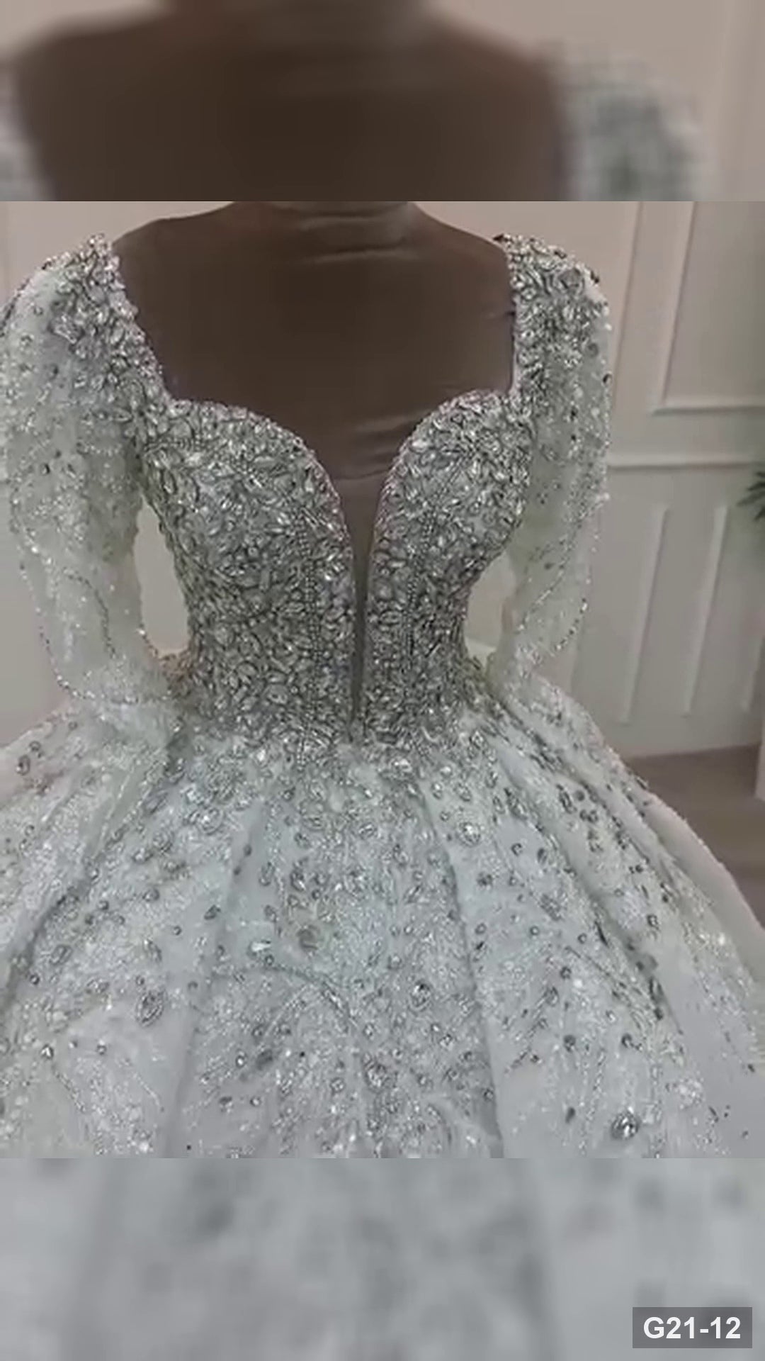 G21-012 Ivory Ball Gown Wedding Dress Main Clean Frame