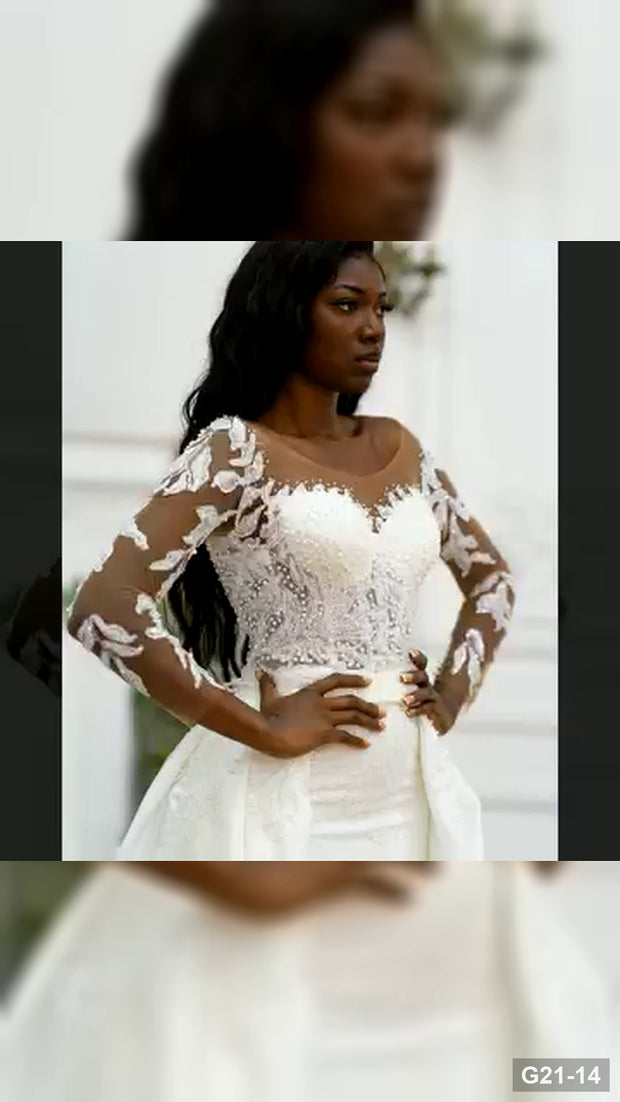 G21-014 Ivory A-Line Wedding Dress Main Clean Frame