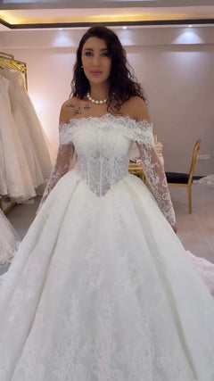 G21-020B - Ivory Elegant Ball Gown Wedding Dress - Gelinlik21