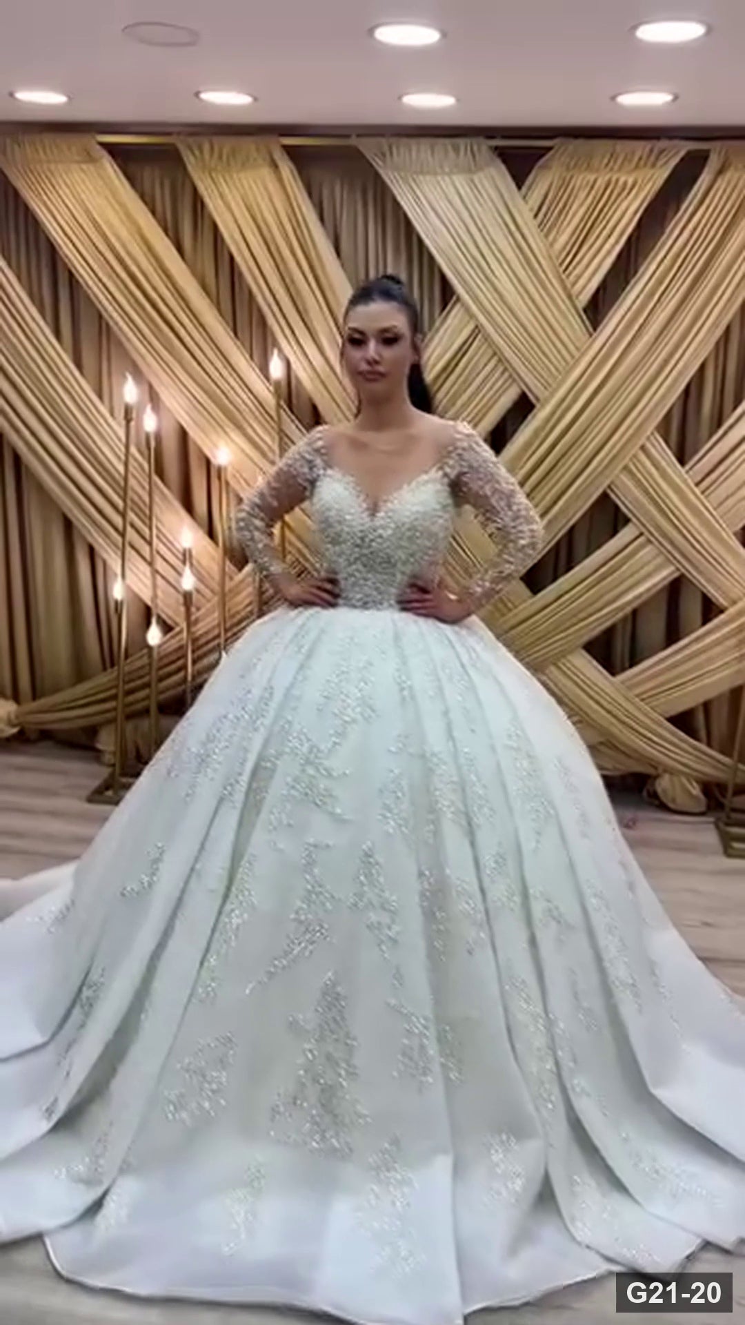 G21-020 Ivory Ball Gown Wedding Dress Main Clean Frame
