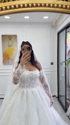 G21-021B - Ivory Embellished Ball Gown Wedding Dress - Gelinlik21