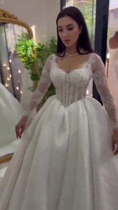 G21-024A - Champagne Elegant Ball Gown Wedding Dress - Gelinlik21