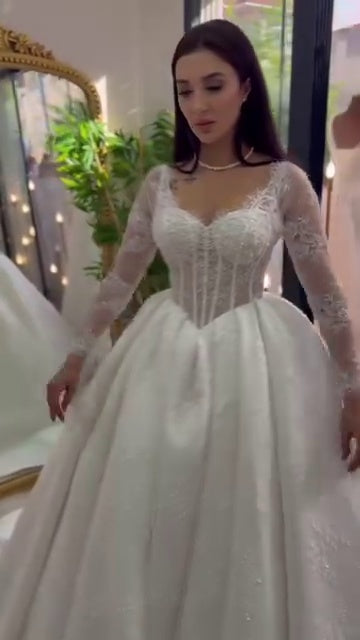 G21-024A - Champagne Elegant Ball Gown Wedding Dress Video - cinematic