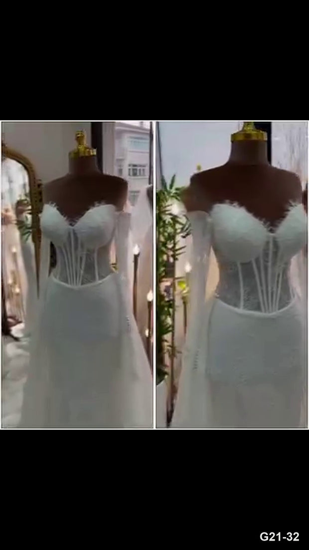 G21-032 Ivory A-Line Wedding Dress Main Clean Frame