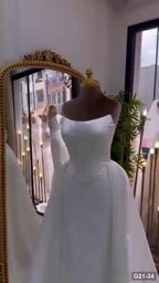 G21-034 Ivory A-Line Wedding Dress Main Clean Frame