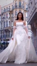 G21-047A - Ivory Embellished Ball Gown Wedding Dress - Gelinlik21