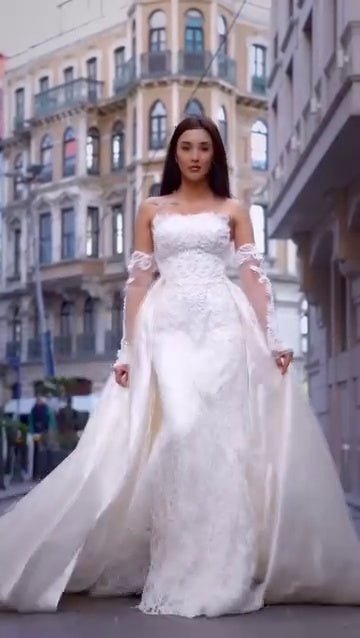 G21-047A - Ivory Embellished Ball Gown Wedding Dress - Gelinlik21
