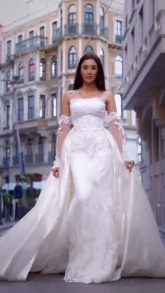 G21-047A - Ivory Embellished Ball Gown Wedding Dress - Gelinlik21