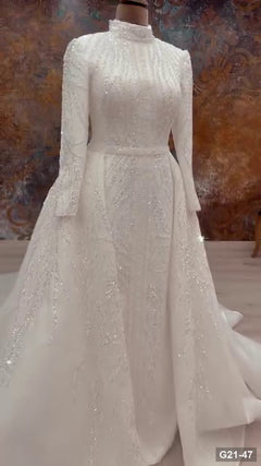 G21-047 Ivory Sheath Wedding Dress Main Clean Frame