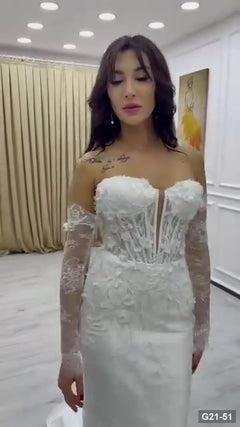 G21-051 Ivory Mermaid Wedding Dress Main Clean Frame