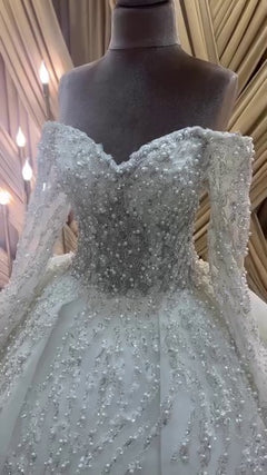 G21-053A - Champagne Lace Ball Gown Wedding Dress - Gelinlik21