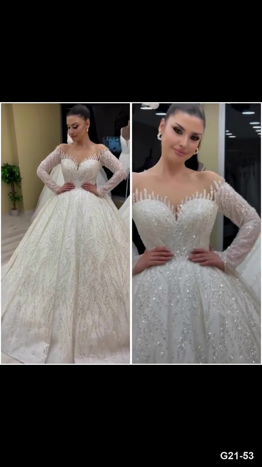G21-053 marfil Vestido de gala encaje vestido de novia y Chapel cola