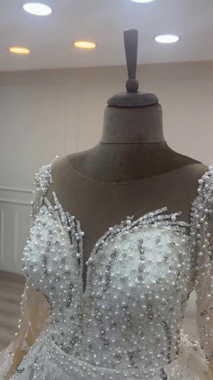 G21-057A - Champagne Elegant Ball Gown Wedding Dress - Gelinlik21