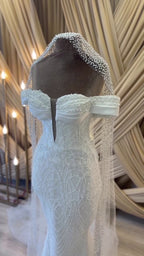 G21-061A - Champagne Lace Ball Gown Wedding Dress - Gelinlik21