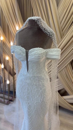 G21-061A - Champagne Lace Ball Gown Wedding Dress - Gelinlik21
