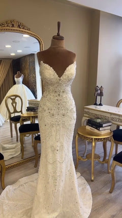G21-064A - Champagne Lace Ball Gown Wedding Dress - Gelinlik21