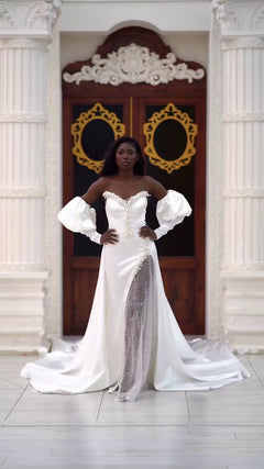 G21-066A - Ivory Crystal Beaded Ball Gown Wedding Dress - Gelinlik21