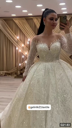 G21-083 Ivory Ball Gown Wedding Dress Main Clean Frame