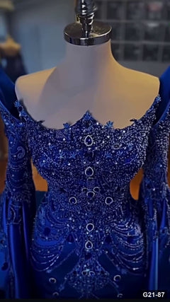 G21-087 Royal Blue Sheath Engagement Dress Main Clean Frame