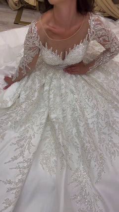 G21-089A - Soft Ivory Embellished Ball Gown Wedding Dress - Gelinlik21