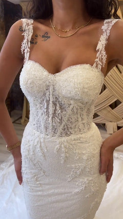 G21-091A - Ivory Beaded Lace Ball Gown Wedding Dress - Gelinlik21