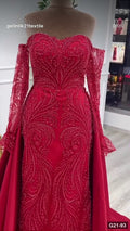 G21-093 Crimson Red Sheath Engagement Dress Main Clean Frame