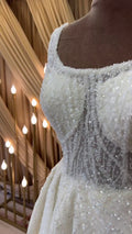 G21-095A - Soft Ivory Beaded Lace Ball Gown Wedding Dress - Gelinlik21