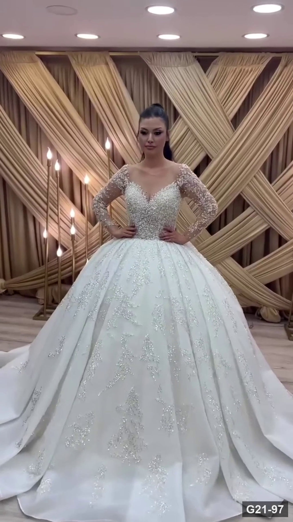G21-097 Ivory Ball Gown Wedding Dress Main Clean Frame