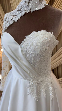 G21-098A - Ivory Beaded Lace Ball Gown Wedding Dress - Gelinlik21