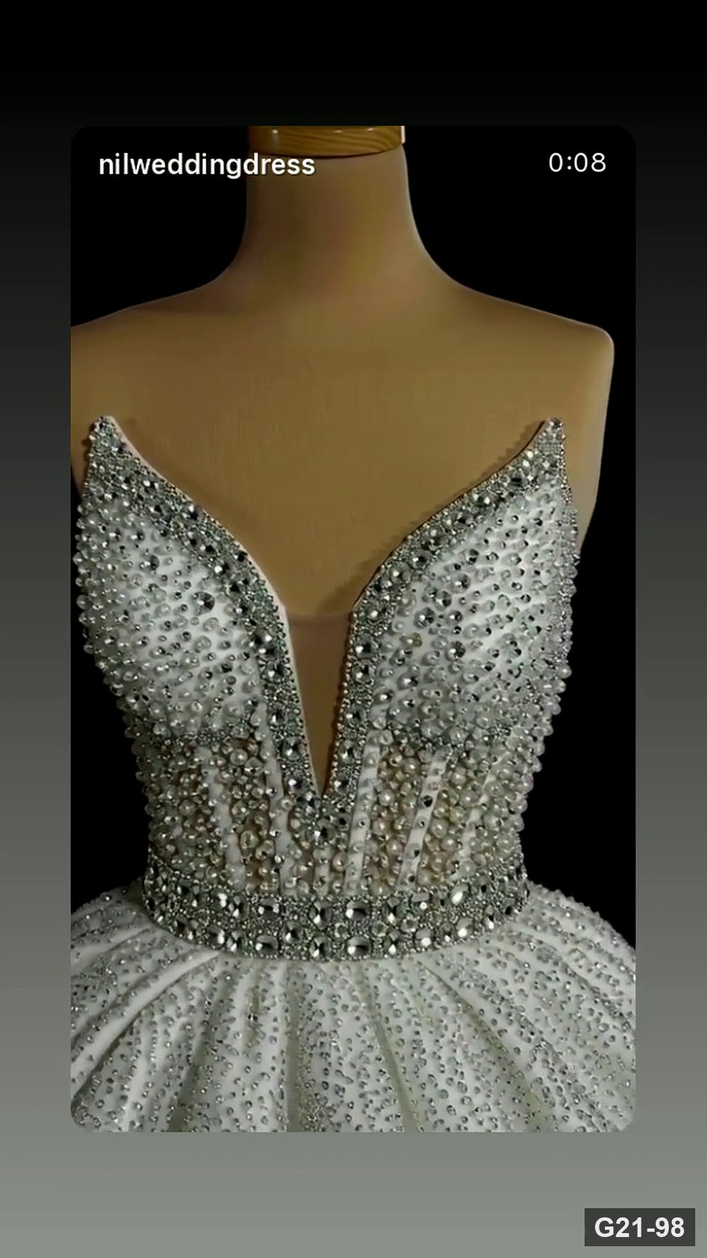 G21-098 Ivory Ball Gown Wedding Dress Main Clean Frame