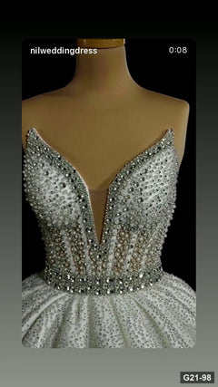 G21-098 Ivory Ball Gown Wedding Dress Main Clean Frame