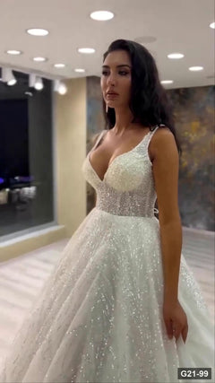 G21-099 Ivory A-Line Wedding Dress Main Clean Frame
