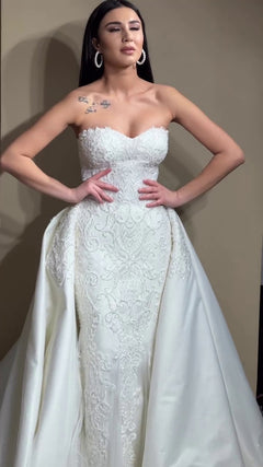 G21-100A - Ivory Beaded Lace Ball Gown Wedding Dress - Gelinlik21