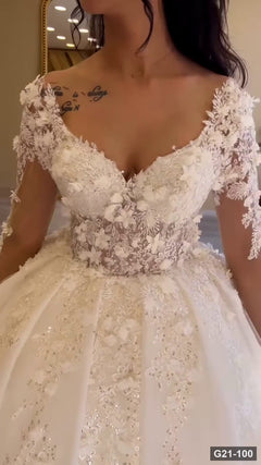G21-100 Ivory Ball Gown Wedding Dress Main Clean Frame