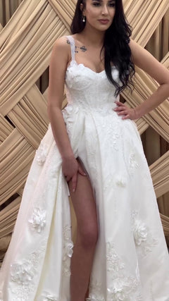 G21-101A - Ivory Beaded Lace Ball Gown Wedding Dress - Gelinlik21
