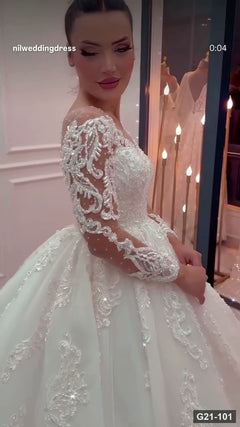 G21-101 Ivory Ball Gown Wedding Dress Main Clean Frame