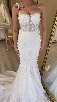 G21-103A - Ivory Beaded Lace Ball Gown Wedding Dress - Gelinlik21