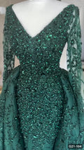 G21-104 Emerald Green Ball Gown Engagement Dress Main Clean Frame