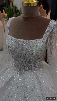 G21-105 Ivory Ball Gown Wedding Dress Main Clean Frame