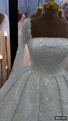 G21-107 Ivory Ball Gown Wedding Dress Main Clean Frame