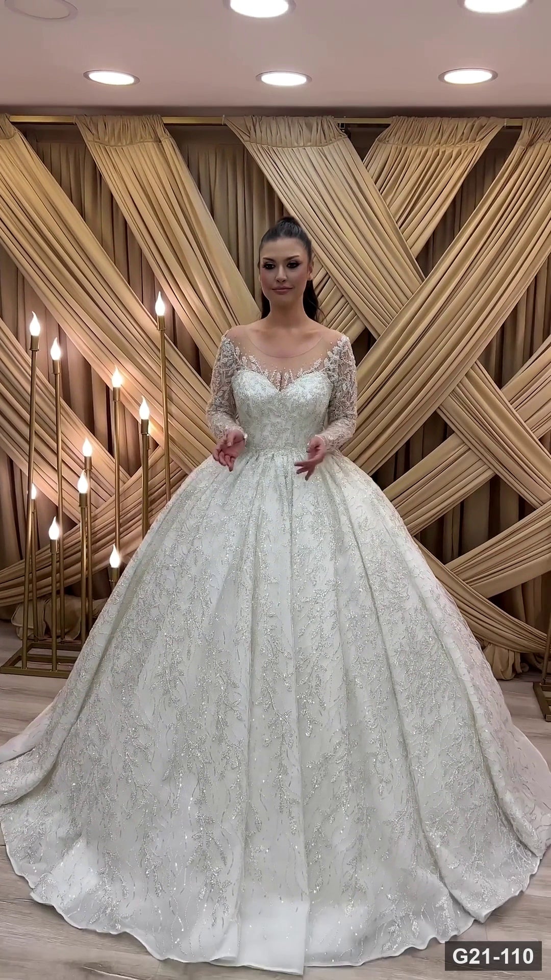 G21-110 Ivory Ball Gown Wedding Dress Main Clean Frame