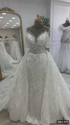 G21-111 Ivory Ball Gown Wedding Dress Main Clean Frame