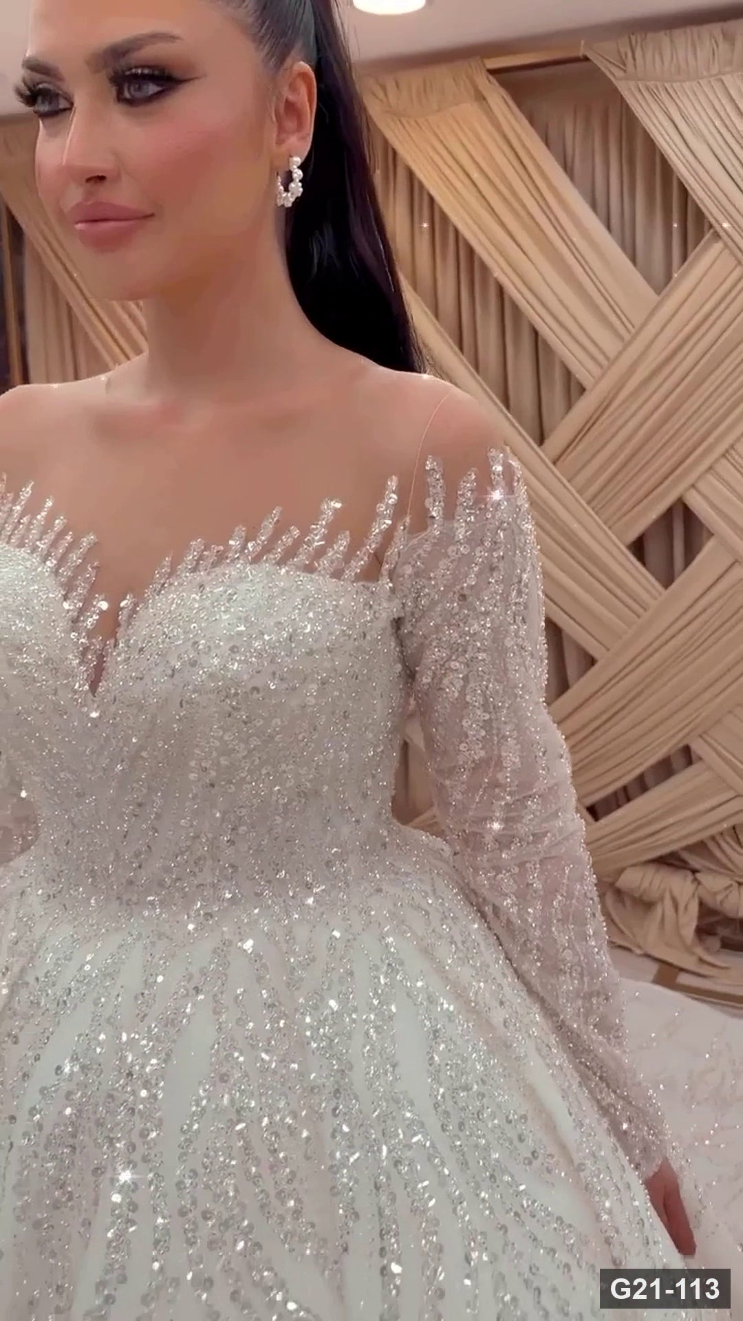 G21-113 Ivory Ball Gown Wedding Dress Main Clean Frame