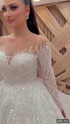 G21-113 Ivory Ball Gown Wedding Dress Main Clean Frame