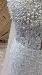 G21-116A - Soft Ivory Beaded Lace Ball Gown Wedding Dress - Gelinlik21